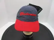 Budweiser Hat Mens Blue Red Baseball Cap Snapback Curve Bill One Size New