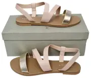 CARVELA Kurt Geiger Binko Ladies Flat Sandals Nude Silver EU 37 UK 4 MRRP £35