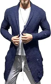 [Generic] Men's Shawl Collar Open Front Long Cardigan Shawl Collar Open Front Cardigan Shawl Collar Open Front Knit Sweater