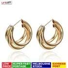 C Shaped 18K Gold Plated Hoop Sleeper Round Drop/Dangle Girls Women Earrings AU