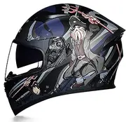 Motorcycle Helmet DOT/ECE Approved Modular Motorcycle Helmets Full Face Flip Up Anti-Fog Double Visor Helmet for Adults Men and Women F,L=59-60CM