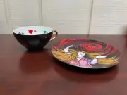 Vintage 2007 OOAK Handmade & Painted Divination Fortune Telling Tea Cup & Plate
