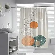 Nordic Abstract Shower Curtains Geometric Lines and Blocks Bathroom Curtain with Hooks Dry and Wet Separation Waterproof Polyester 180 x 200 cm