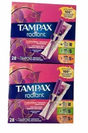2x Tampax Tampons Radiant Unscented Multipack Regular + Super + Super Plus 28ct