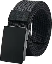 [LionVII] Men Nylon Web Belts - Fully Adjustable Belt with Metal Buckle for Work, Easy Trim to Fit 27-49" Waist