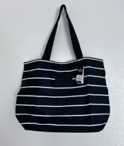 Aloha Splash Proof Black & White Striped Day Tripper Travel Tote Bag SZ L, NWT