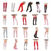 Women Valentine Silky Thigh High Stockings Sweet Love Heart Over Knee Long Socks