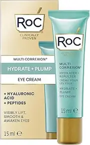 RoC - Multi Correxion Hydrate + Plump Eye Cream - 3-in-1 Formula - Fine Lines Reduction, Eye Contour Firming & Under-Eye Puffiness - Hyaluronic Acid & Caffeine - 15 ml