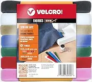 VELCRO Brand Sew on Tape 15ft x 3/4 in Variety Pack 7 Colors for Fabrics Clothing and Crafts, Substitute for Snaps and Buttons, Cut Strips to Length