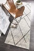 Rug Culture Oasis Noah Contemporary Runner Rug, White/Grey, 300 x 80 cm Size