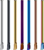 7 Pcs/Set Drinking Spoon Straws Stainless Steel Two-In-One Reusable Stirring