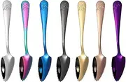7 Pieces Stainless Steel Grapefruit Spoons for Citrus Fruit, Rainbow Magic Mirror Finish Serrated Grapefruit Spoons, Watermelon Dessert Spoon