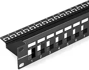 CableGeeker 1U 24 Port Keystone Patch Panel with Cable Management and Sturdy Back Bar, Rackmount or Wall Mount Standard 19-inch Blank RJ45 Network Patch Panel for Keystone Jacks/Keystone Panel