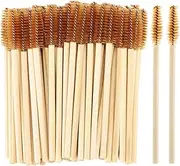100 Pcs Disposable Mascara Wands, Bamboo Spoolies Brush for Eyelash Extensions, Spooly Eyelash Eyebrow Brushes Lash Wand Applicator Makeup Kits, Brown