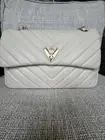 NWT Valentino Orlandi White Quilted Handbag With Gold Chain Strap