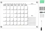 STOBOK 1 Set Acrylic Dry Erase Calendar Whiteboard Clear Wall Mounted Monthly Weekly Calendar Daily Planner Memo Board Meal Planner Notes Section with Mounting Hardware and Marker