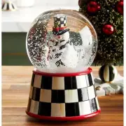 Mackenzie Childs Nostalgia Snowman Christmas Musical Snow Globe New