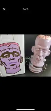 LARGE LOT Art Halloween Frankenstein Hinged Airtight Poreclain Trinket Box (READ