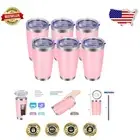 Versatile 20oz Double Wall Pink Tumblers with Lid & Straw - On-The-Go Essentials