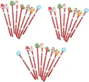 STOBOK 12 Christmas Themed Pencils Eraser Set Boys and Girls Stationery Kit Perfect Classroom Present