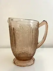 VINTAGE JEANETTE PINK CHERRY BLOSSOM DEPRESSION GLASS PITCHER