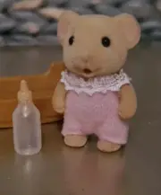Vintage Sylvanian Families/Calico Critters Hazelnut Dormouse & Bottle