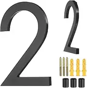 uxcell Floating House Numbers, 6 Inch Acrylic Modern Address Number for Outside with Nails Kit for Home Street Office Mailbox Sign(Number 2, Black)
