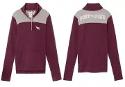NEW Victorias Secret Black Orchid Perfect Quarter Zip Long Sleeve Pullover Large