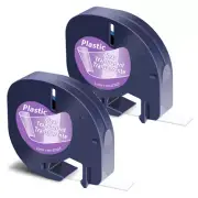 2PK Plastic Refills Label for DYMO LetraTag Plus LT 16952 Black on Clear Tape