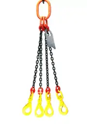 Chain Sling - 3/8" x 6' Quad Leg with Swivel Positive Locking Hooks - Grade 80