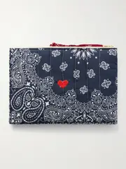 [CALL IT BY YOUR NAME] CALL IT BY YOUR NAME - Embroidered Bandana-print Quilted Cotton Pouch - Navy - One size One size Blue