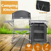 Aluminium Foldable Camping Cook Kitchen Picnic Cupboard Bench Table Windshield