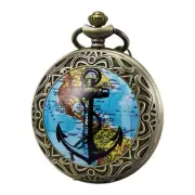 Mens Womens Pocket Watch Quartz Movement Fob Watches Vintage Steampunk, Blue ...