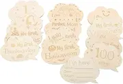 KOCKSHION 1 Set Wooden Card Kit First Presents Progress Games Announcement Stacking Sign Cards New Card Monthly Keepsake Record List Memory Book Countdown