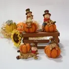 Lovely Pumpkin Scarecrow Ornaments Resin Pumpkin Statue Christmas