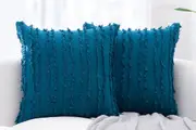 2Pcs 45x45CM Tassels Design Boho Throw Pillow Case Sofa Cushion Cover-Blue
