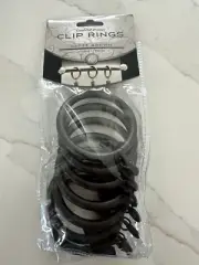 New-Bed Bath & Beyond Calambria Premier Clip Rings: 1 3/4”. 7 Pc. Matte Brown