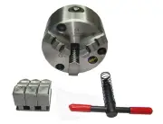 100MM 3 JAW SELF CENTERING LATHE CHUCK INT/EXT JAWS CHUCK KEY DIN 6350 RDGTOOLS