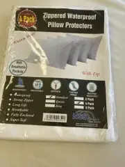 Waterproof Pillow Covers Zippered Pillowcases Set of 4 Pillow Protector