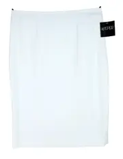 NWT KASPER Women's 100% Polyester Career Pencil Skirt Lined Solid White Size 6