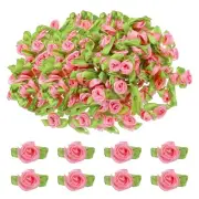 500 Pcs Mini Ribbon Roses Flowers Bows for Crafts, 15mm/0.6" Dia, Dark Pink