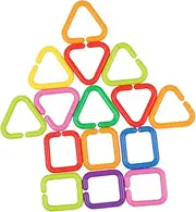 HOMSFOU 35Pcs Geometric Linking Chains for Early Education Safe Handheld Link Rings for Developing Motor Skills for Strollers and Diaper Bags
