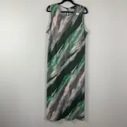 Banana Republic Bias-Cut Midi Dress Size XL Sleeveless Green Multicolor