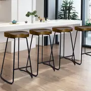 ALFORDSON Bar Stools Set of 4 Retro Tractor (75cm, Dark Wood)