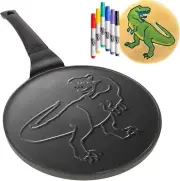 CucinaPro 10" Dinosaur Pancake Pan- w 6 Edible Markers-Gift for Breakfast Lovers