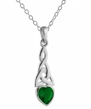 2CT Heart Cut Simulated Emerald Womens Solitaire Pendant 14k White Gold Finish