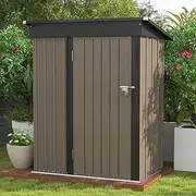 Patiowell 5x3 FT Outdoor Storage Shed, Garden Tool Storage Shed with Sloping Roof and Lockable Door, Outdoor Shed for Backyard Garden Patio Lawn