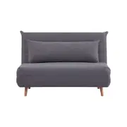 Audrey 2 Seater Sofa Futon Bed Love Seat Fabric Lounge Couch - Dark Grey