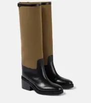 [Jimmy Choo] Jimmy Choo Yasmin leather and canvas knee-high boots AU 10 green