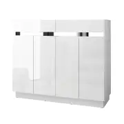 120cm Shoe Cabinet Shoes Storage Rack High Gloss Cupboard White Drawers